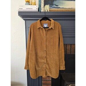 L.L. Bean Corduroy Long Sleeve Button-Up in Warm Caramel Brown